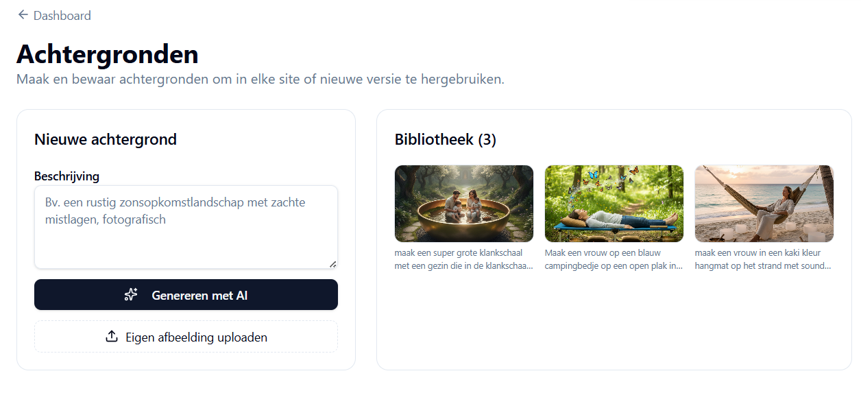 Voorbeeld van de gratis achtergrond maker